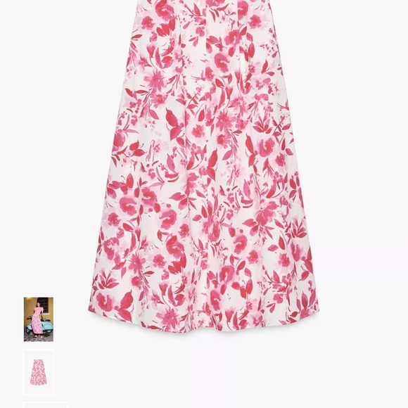 Zara Pink Floral Midi Skirt - Picture 3 of 6